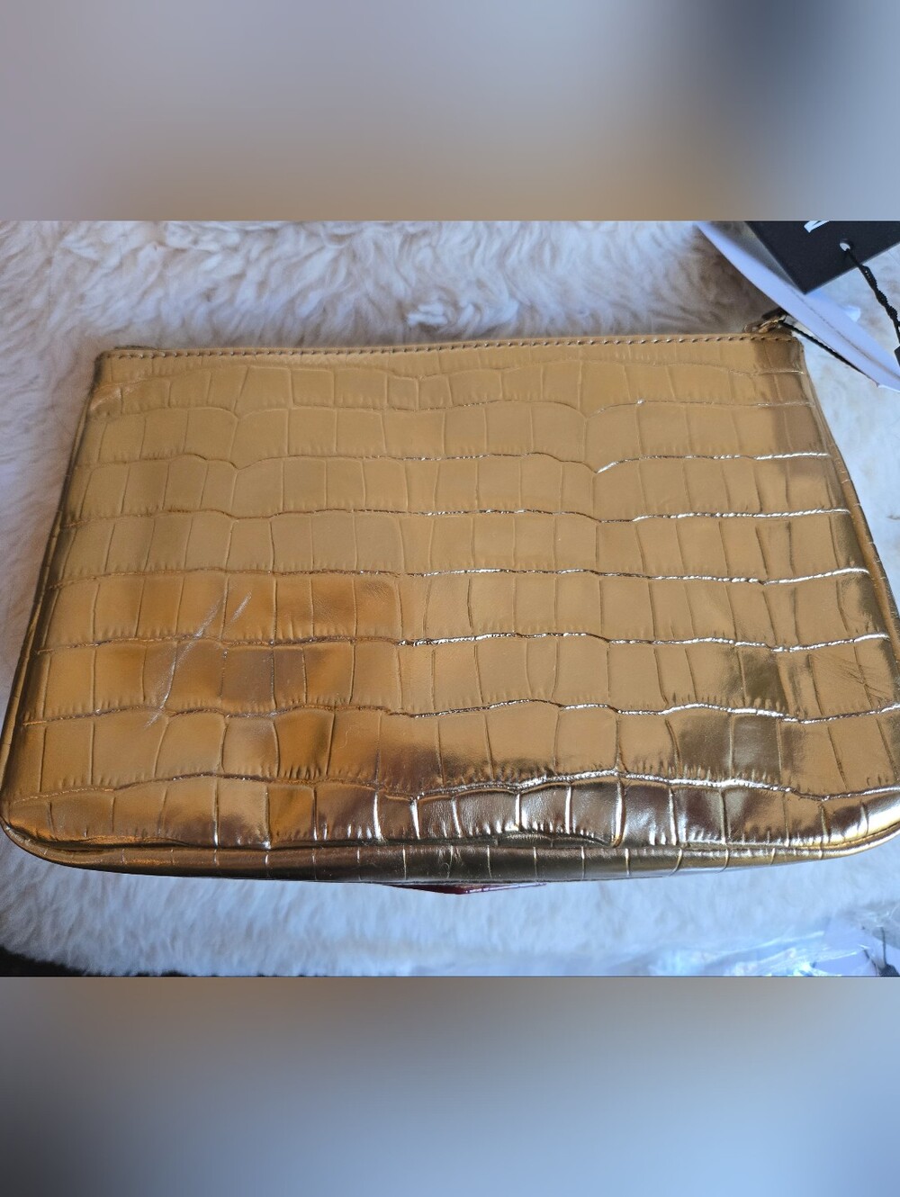 NWT MZ Wallace LEATHER Gold Croc Effect Medium Luna Cosmetic - Picture 4 of 9